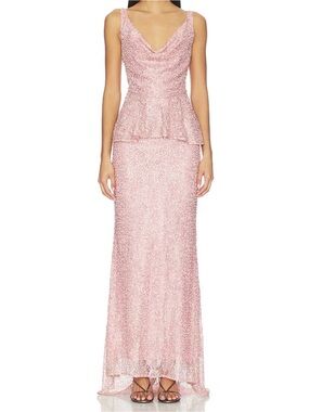 Klara Beaded Gown in Mauve - Brand New